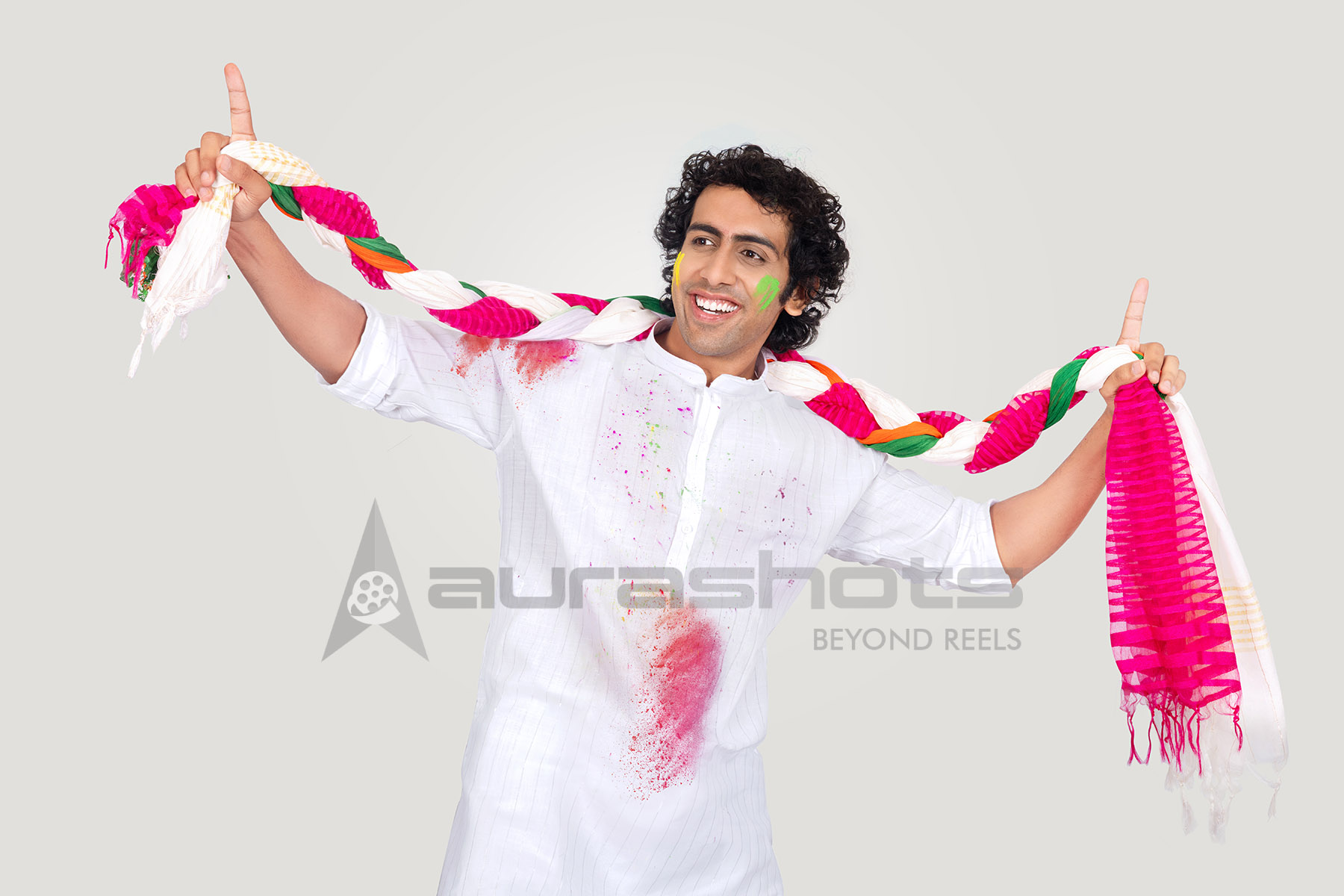 Indian man spreading cheer with scarf